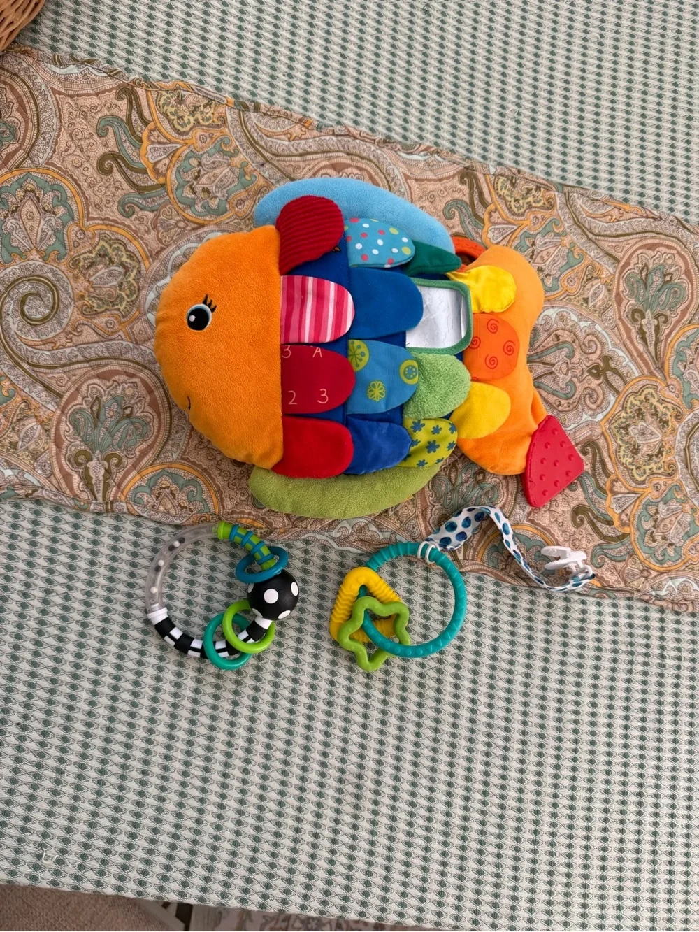 Melissa & Doug Flip Fish, Sassy Baby Rattlin Ring, Teething Baby toys bundle